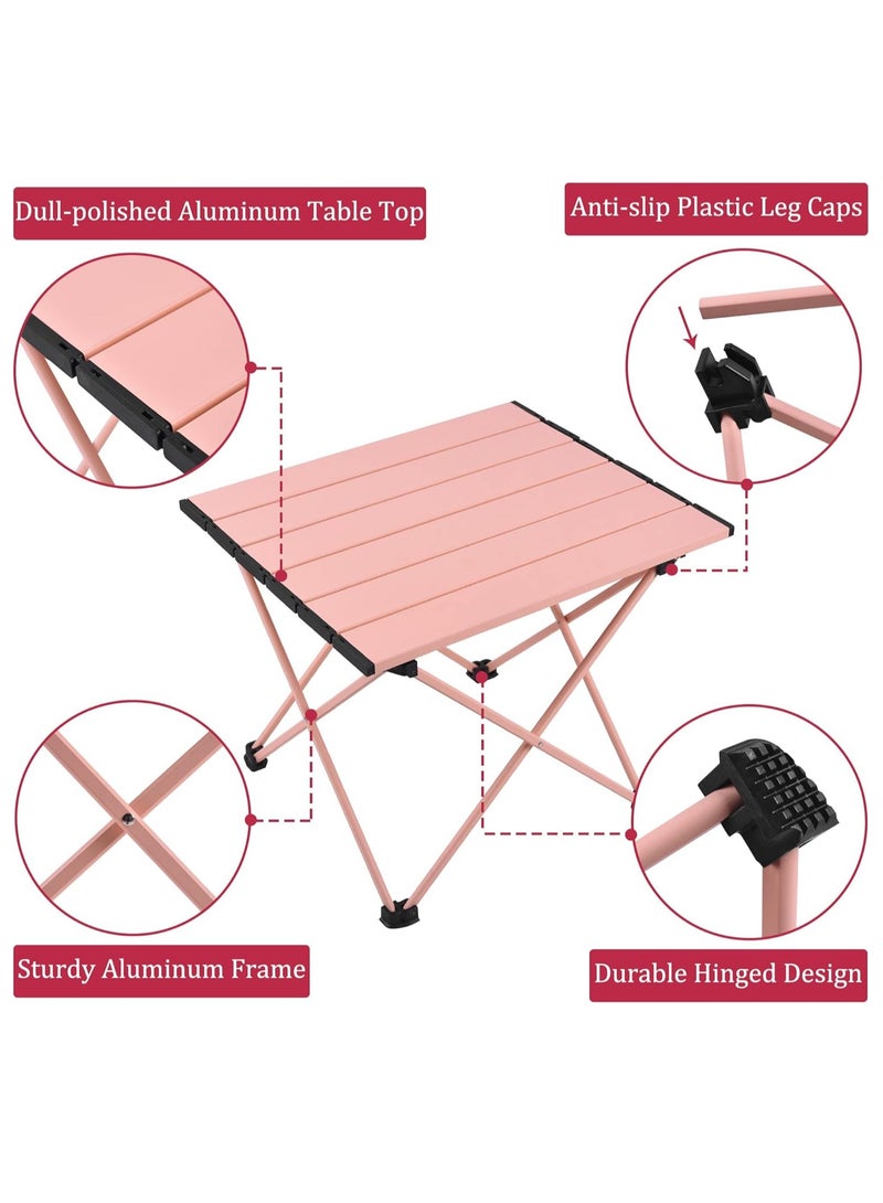 Generic Large Folding Camping Table with Aluminum Table Top, Beach Table for Sand with Carrying Bag,Prefect for Outdoor, Picnic, BBQ, Cooking, Festival (Pink) - Image 3