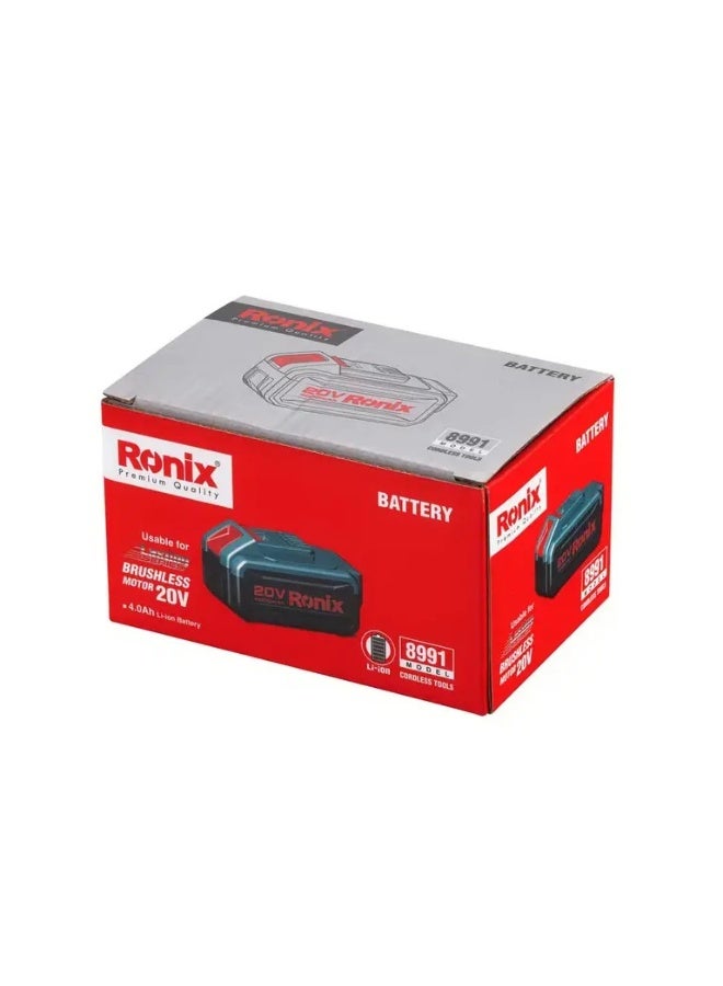 Ronix 20V 4Ah Battery 8991 Brushless, LED Indicator 60min Charge, German Technology #Ronix 8991 - Image 5
