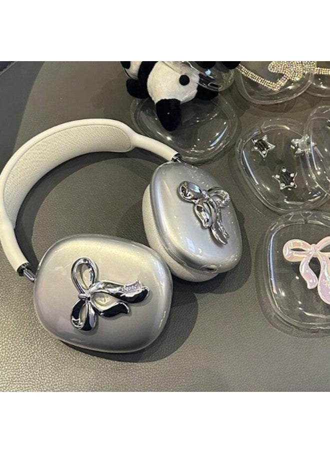 ماركة غير محددة - جراب حماية شفاف من مادة TPU الناعم لسماعات الرأس اللاسلكية AirPods Max بتصميم فيونكة مطلية بالكهرباء، وغطاء حماية للأذن - المواصفات: AirPods Max - Image 1