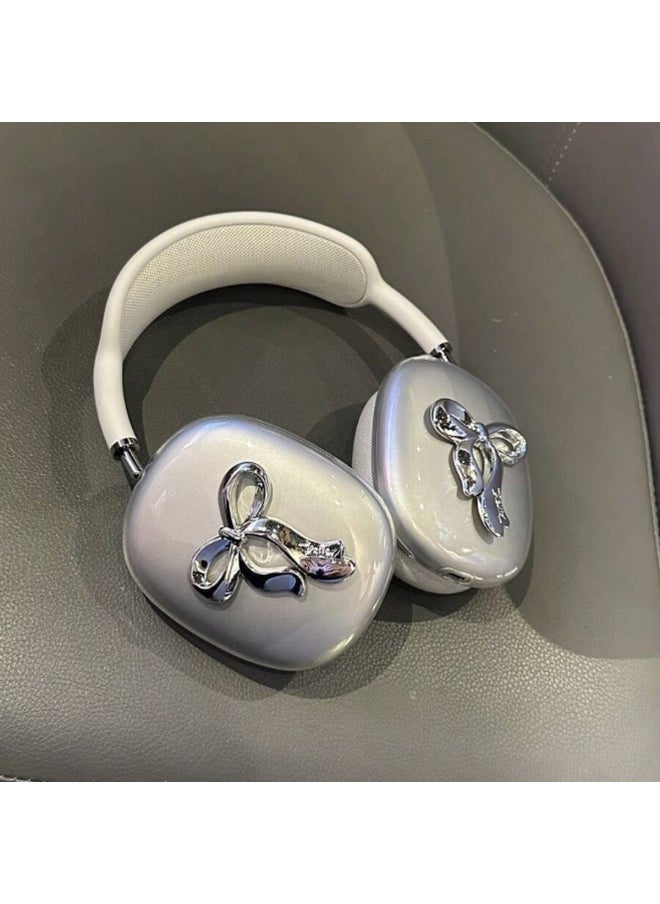 ماركة غير محددة - جراب حماية شفاف من مادة TPU الناعم لسماعات الرأس اللاسلكية AirPods Max بتصميم فيونكة مطلية بالكهرباء، وغطاء حماية للأذن - المواصفات: AirPods Max - Image 1