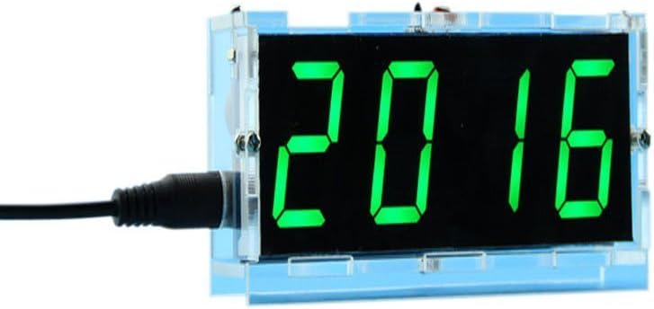 Kunhe KunHe DIY Digital Clock Kit 4 Digit LED Electronic Clock Kit Large Screen with Transparent Case LED Green  - Image 1