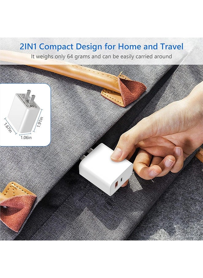 30W Dual-Port Charging Adapter, USB A+USB C Charger Plug, PD Fast Charger Compatible for Most Mobile Phones