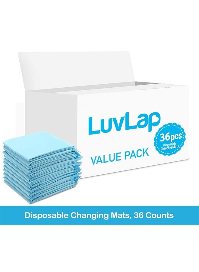 Luvlap Disposable Changing Mats, 36 Counts, Soft Waterproof Mat, Portable Leak Proof Changing Mat, New Mom Leak-Proof Under pad, Mattress Table Protector Pad - Image 2