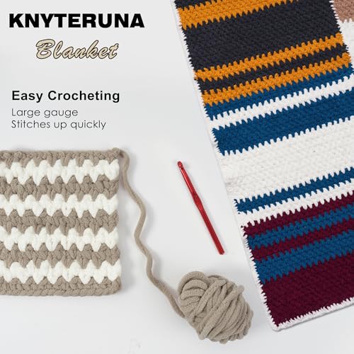 Knyteruna #6 Super Bulky Blanket Yarn for Crocheting - 4 Skeins(Each 10.5oz/300g, 220yds/201m), Chunky Chenille Thick Plush Big Soft Yarn for Crocheting Knitting Blankets, Khaki - Image 5