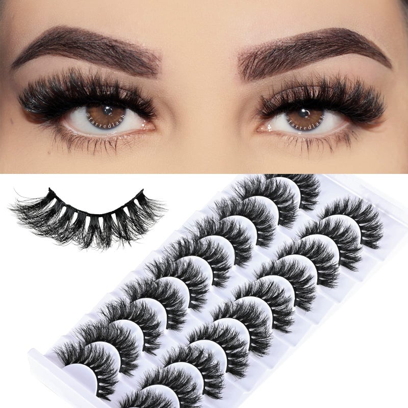 FARRED Natural Lashes Short False Eyelashes Wispy Mink Eye Lash Fluffy Wispies Eyelash Natural Look 10 Pairs Fake Lashes Pack Volume Lash Strips Pestaas