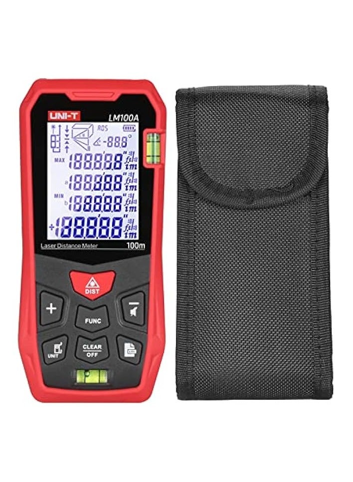 PROMASS Laser Distance Measure Meter with 2 Bubble Levels LCD Backlit Display Pythagorean Mode Measure Distance Area Volume Mute Function 99 Groups Data Storage Carrying Bag  - Image 1