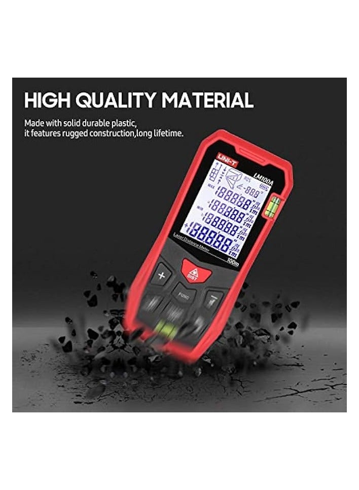 PROMASS Laser Distance Measure Meter with 2 Bubble Levels LCD Backlit Display Pythagorean Mode Measure Distance Area Volume Mute Function 99 Groups Data Storage Carrying Bag  - Image 4