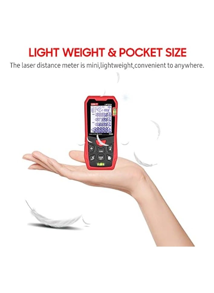PROMASS Laser Distance Measure Meter with 2 Bubble Levels LCD Backlit Display Pythagorean Mode Measure Distance Area Volume Mute Function 99 Groups Data Storage Carrying Bag  - Image 5
