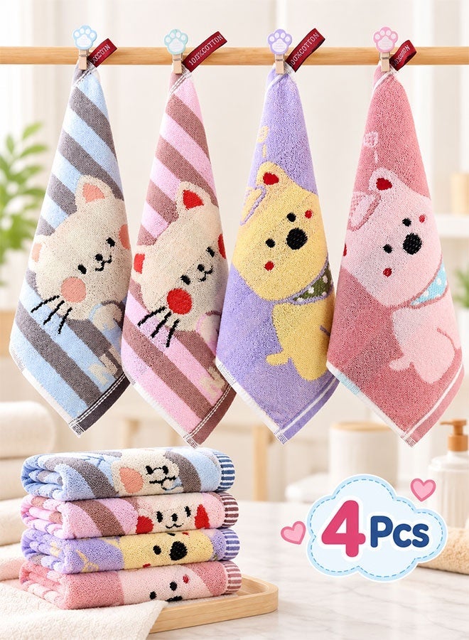 Super ZYouth 4 Pcs Baby Towels, Soft Absorbent Baby Washcloths with Cute Cartoon Designs, Gentle Face & Hand Towels for Bathing, Feeding and Daily Cleaning - Image 1
