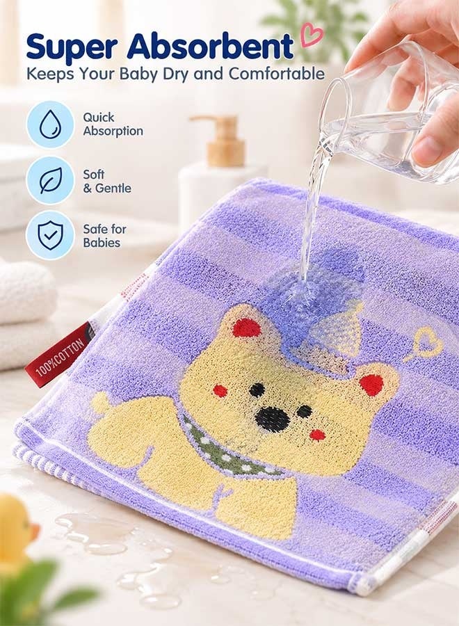 Super ZYouth 4 Pcs Baby Towels, Soft Absorbent Baby Washcloths with Cute Cartoon Designs, Gentle Face & Hand Towels for Bathing, Feeding and Daily Cleaning - Image 4