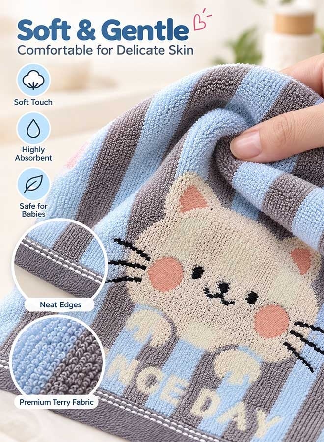Super ZYouth 4 Pcs Baby Towels, Soft Absorbent Baby Washcloths with Cute Cartoon Designs, Gentle Face & Hand Towels for Bathing, Feeding and Daily Cleaning - Image 3