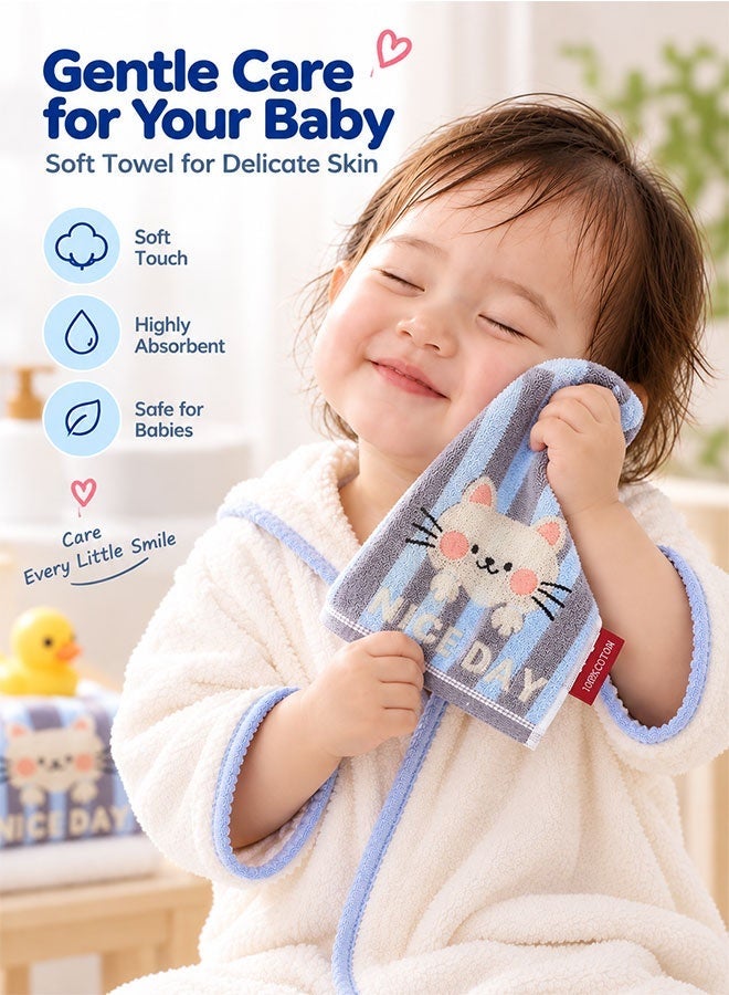 Super ZYouth 4 Pcs Baby Towels, Soft Absorbent Baby Washcloths with Cute Cartoon Designs, Gentle Face & Hand Towels for Bathing, Feeding and Daily Cleaning - Image 2