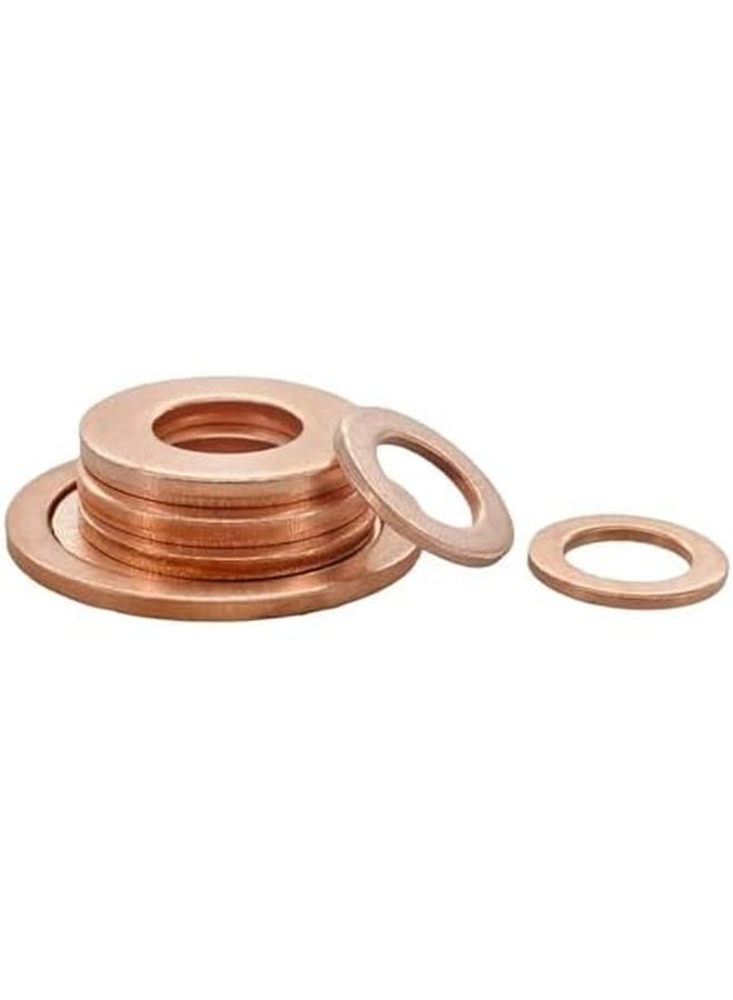 M18xOD22X1 5mm Solid Pure Copper Washer Gasket O Ring Sealing Spacer Kit 5Pcs - Image 1