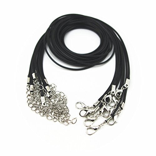 Glory Qin 10pcs Black Leather Necklace Cord Chain 1.5mm 2" Extension Chain (22 Inches) - Image 4