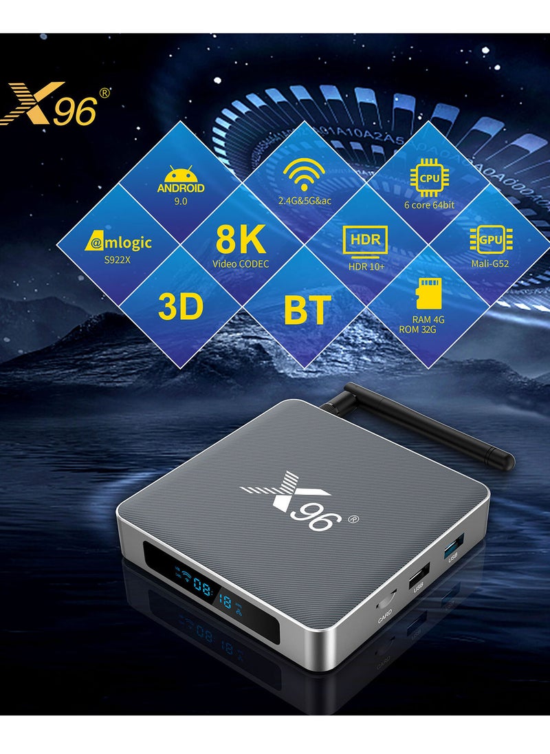 Generic - X96 X9 Android 9.0 Smart TV Box Amlogic S922X 4GB / 32GB 2.4G u0026 5G WiFi 1000M LAN 4K Media Player H.265 VP9 Decoding with Voice Remote Control - Image 1