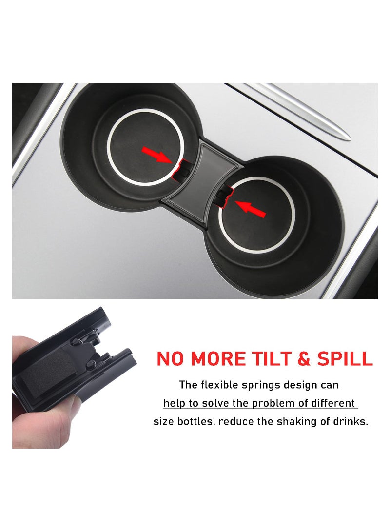 Cup Holder Limiter Insert for Tesla Model 3/Y 2021, Center Console Drink Slot Stabilizer Clip with Refresh Console, Matte Black Finish - Image 3