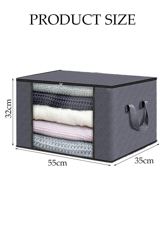 DUNISO 3 Pcs Large Storage Bags，Clothes Organizer with Handles and Zippers，Heavy-Duty Foldable Organizers with Visualization Window，Breathable and Moisture-proof，for Storing Duvet Covers, Blankets, Clothing, and Household Items - Image 2