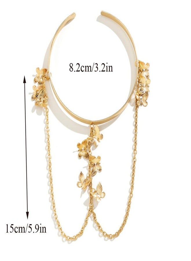 Missgrace Bohemian Layered Simple Butterfly Tassel Chain Open Arm Cuff Armband Cute Arm Bracelet Wide Cuff Long Chain Butterfly Armband Charm Multilayer Armband for Women - Image 4
