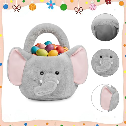 Wepop Easter Basket Easter Baskets for KidsElephant Baskets with Handle for Gifts Empty Bunny Egg Hunting Basket Stuffers Essentials - Image 3