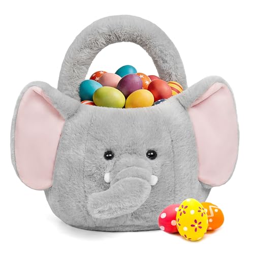 Wepop Easter Basket Easter Baskets for KidsElephant Baskets with Handle for Gifts Empty Bunny Egg Hunting Basket Stuffers Essentials - Image 1