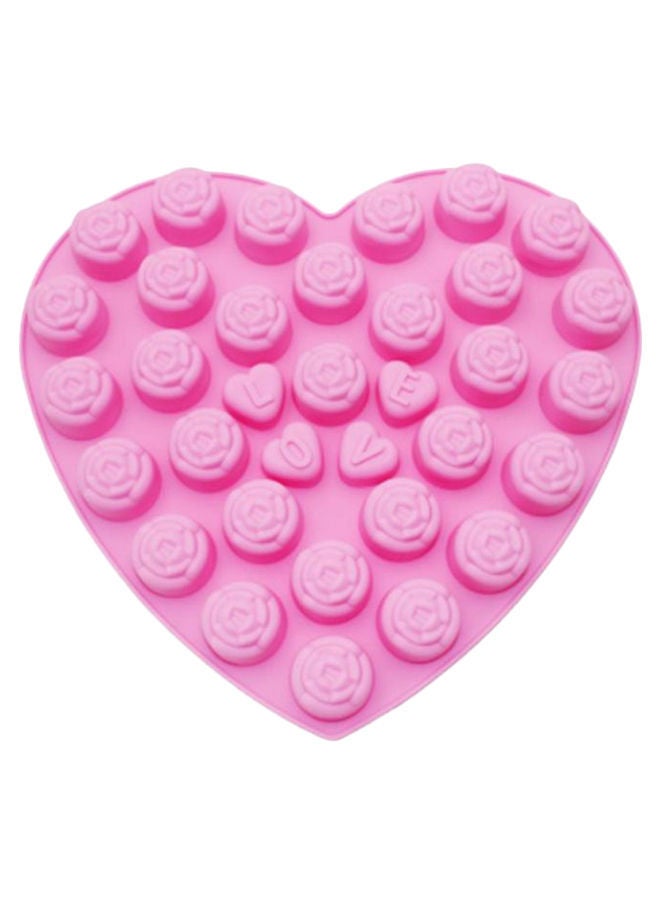 NIBEMINENT 30-Rose Love Heart Shaped Cake Mould Pink - Image 1