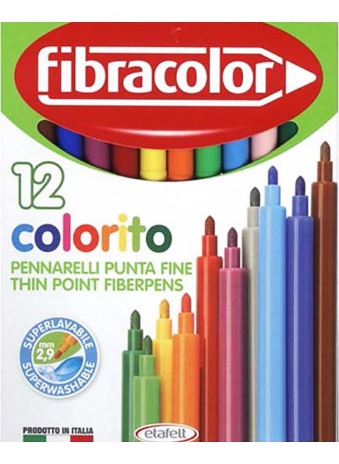 Colorito Fine Tip Felt Tip Pen 12 Colors