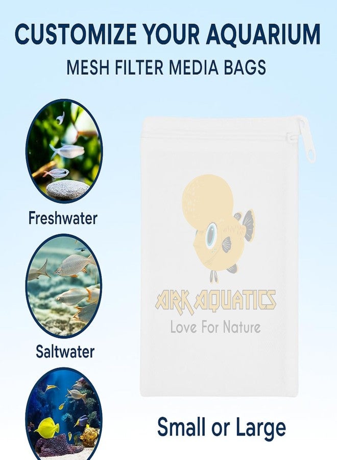 ARK AQUATICS أكياس وسائط ترشيح ARK Aquatics لأحواض السمك، أكياس شبكية من النايلون مزودة بسحاب لحبيبات الكربون، مزيل الأمونيا، حلقات السيراميك، الكرات البيولوجية (عبوة من 5 قطع) - Image 3