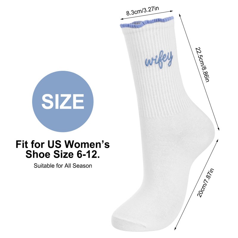 Glitopper Wifey Crew Socks White Cotton Wedding Socks Bride to Be Gifts Bridesmaid Wife Gifts for Newlywed Couple - Image 4