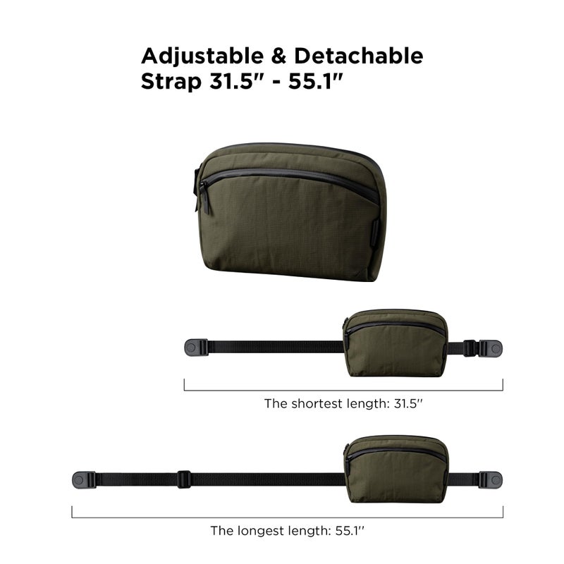 ALPAKA حقيبة صغيرة ALPAKA Flight Sling 2L للرجال للسفر خفيفة الوزن، محمولة، قابلة للتعبئة، مع حزام كتف سريع الإطلاق - مزودة بسلسلة مفاتيح مدمجة - مقاومة للعوامل الجوية، أخضر Axoflux 400 - Image 4