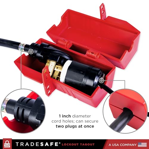 TRADESAFE Plug Lock for Lockout Tagout - 220 Volt Power Cord Lockout, Large Electrical Plug Lock, Industrial Grade Electrical Plug Lockout Device, OSHA Compliant Red - Image 5