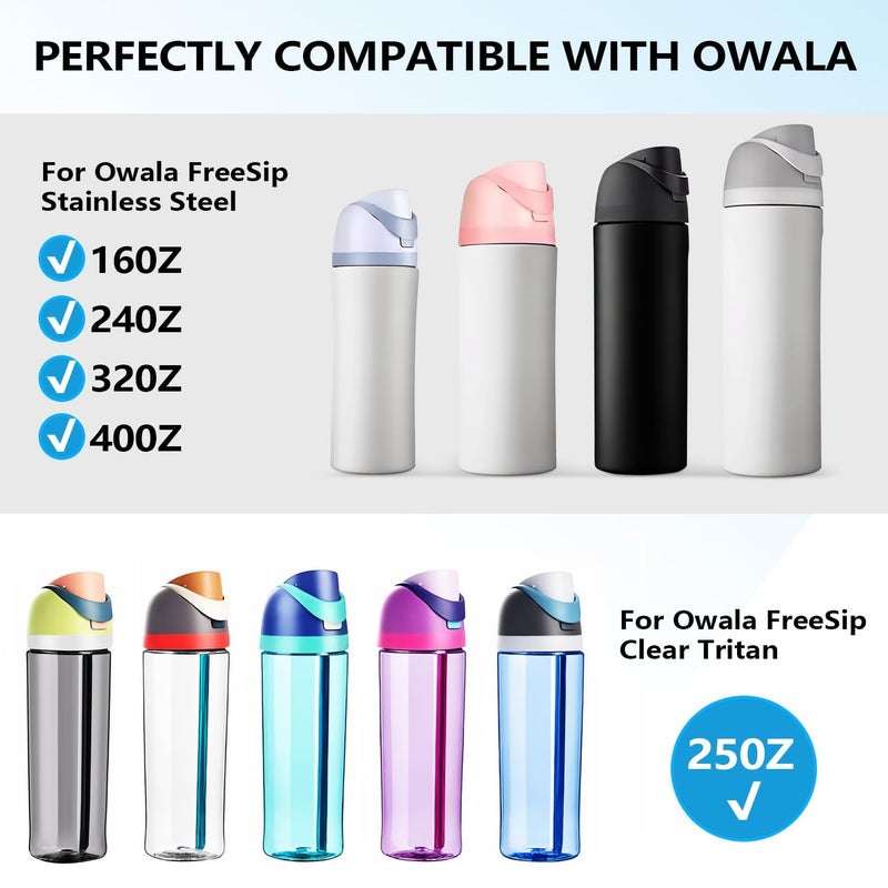 TideBloom Replacement Lid for Owala Freesip, One Button Water Bottle Top Lid Compatible with Owala Cup 16oz 24oz 32oz 40oz, BPA-Free Leakproof Replacement Accessory for Owala Freesip (Dusty Blue) - Image 2