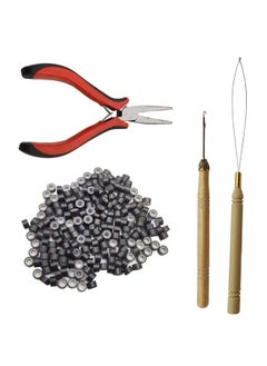 Hair Extension Tool Kit Hair Extension Remove Pliers Pulling Hook 200 PCS Micro Silicone Rings Bead Device Tool Kits for Professional Hair Styling Tools Accessory