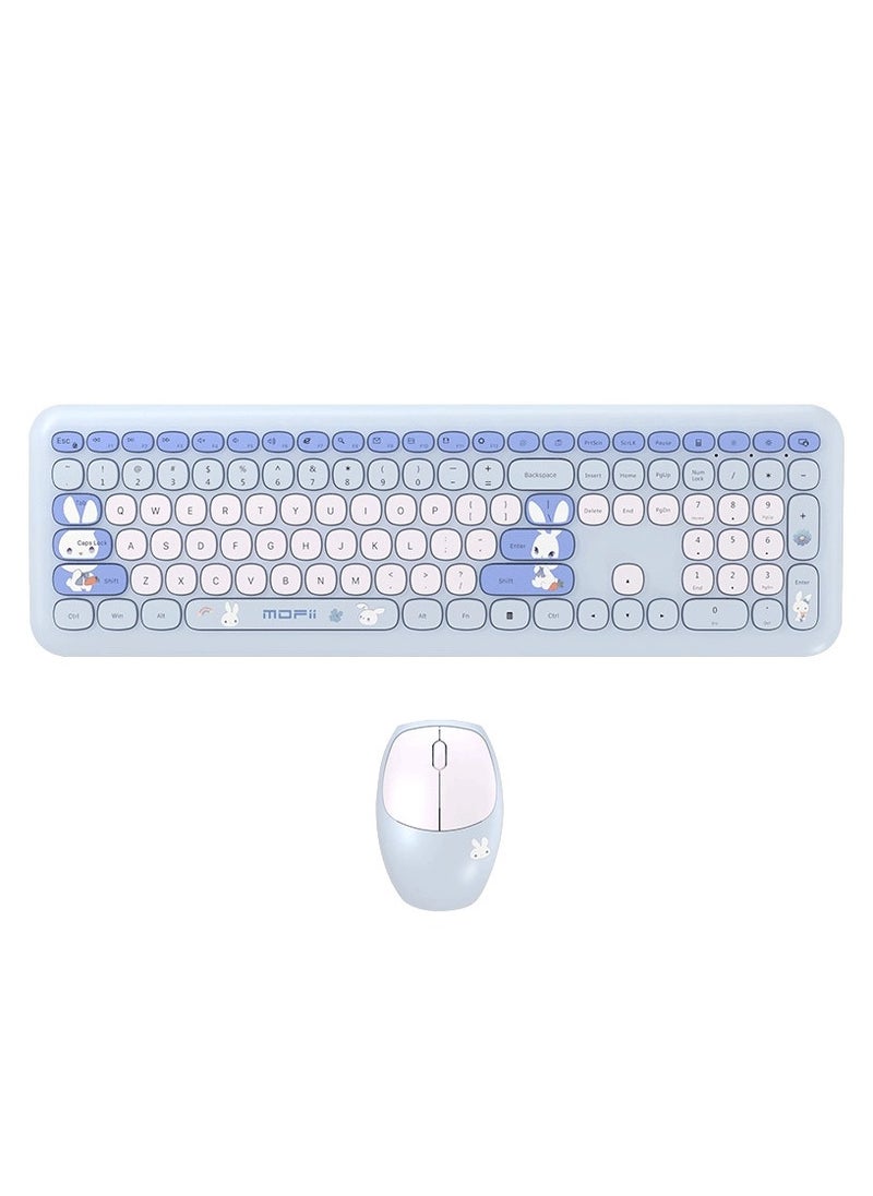 MOFii Mofii 666 pro Keyboard Mouse Combo Wireless 2.4G Mixed Color 110 Key Keyboard Mouse Set with Round Punk Keycaps blue Mixed Color  - Image 1