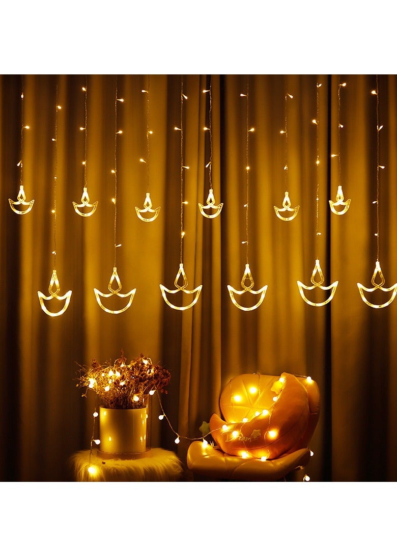 Diwali Decorations for Home, 12 Hanging Diyas with 8 Flashing Modes Diwali Lights and Diyas, USB and Battery Box Powered, Diwali Decorations for Home Warm White - Image 1