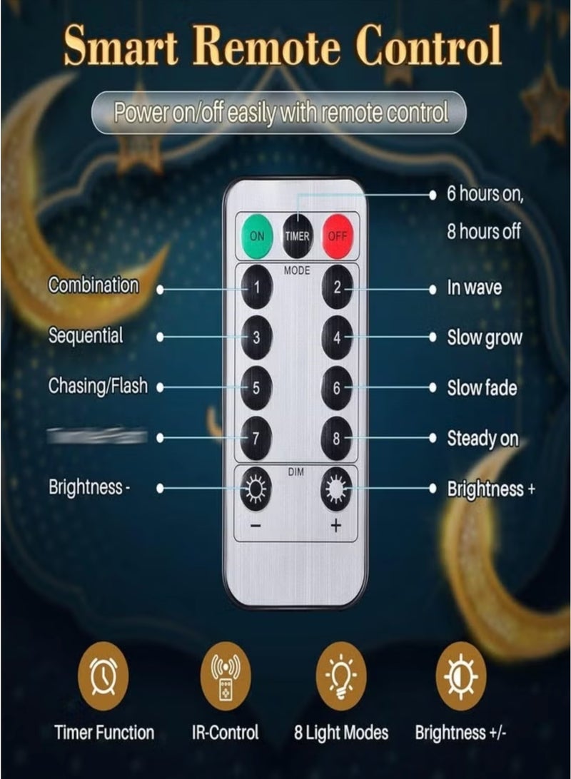 Diwali Decorations for Home, 12 Hanging Diyas with 8 Flashing Modes Diwali Lights and Diyas, USB and Battery Box Powered, Diwali Decorations for Home Warm White - Image 3