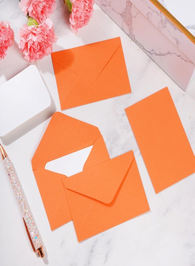 jiebor 100 Sets Small Envelopes with Small Blank Gift Business Card Wedding Invitation Pocket Envelopes for Graduations Wedding Shower Holiday 2.7 x 4 Inch Orange - Image 3
