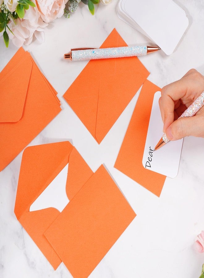 jiebor 100 Sets Small Envelopes with Small Blank Gift Business Card Wedding Invitation Pocket Envelopes for Graduations Wedding Shower Holiday 2.7 x 4 Inch Orange - Image 4