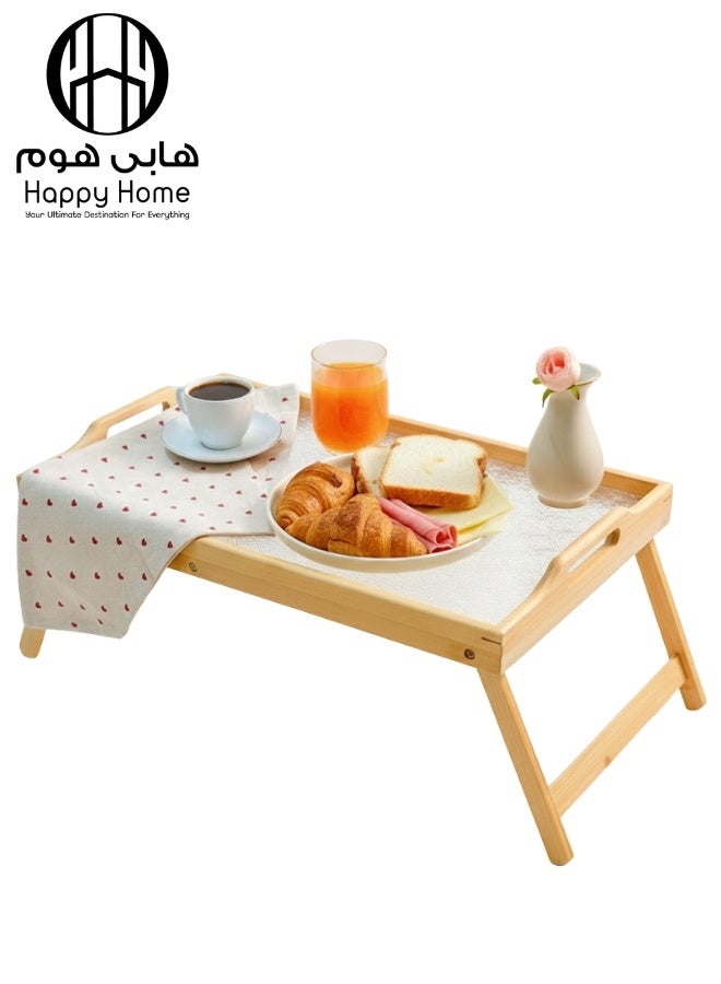 هابي هوم ترابيزة فطار أكريليك 2 في 1 قابلة للطي – سطح أكريليك مقاوم للخدوش مع إطار خشب بامبو متين، حجم 55×35 سم، مثالية للأكل، المذاكرة، العمل على الكمبيوتر المحمول، الدراسة، تناول الإفطار أو الشاي، سهلة التنظيف، خفيفة، ومناسبة للاستخدام اليومي في المنزل أو على الأريكة أو السرير - Image 2
