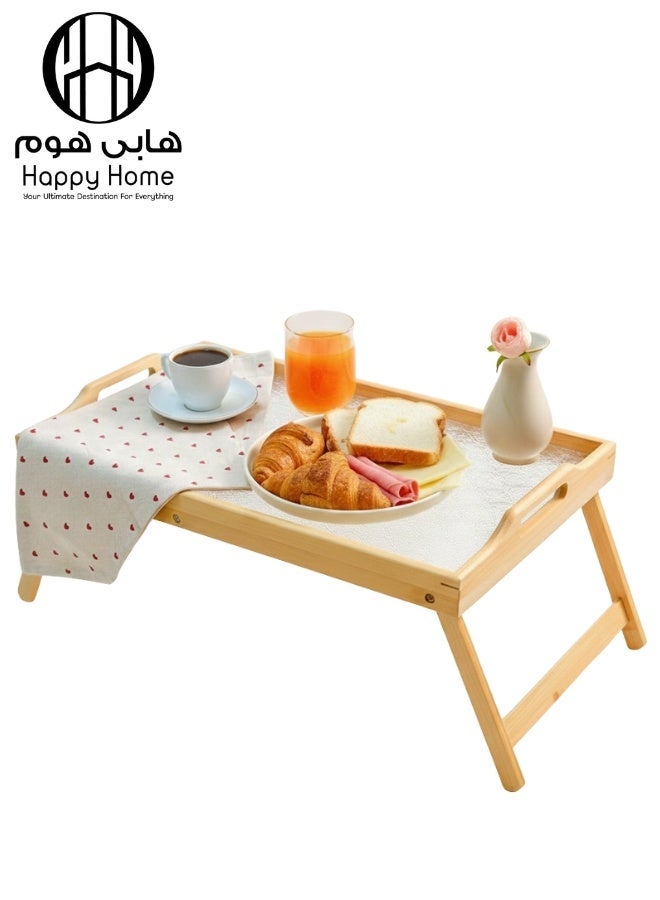 هابي هوم ترابيزة فطار أكريليك 2 في 1 قابلة للطي – سطح أكريليك مقاوم للخدوش مع إطار خشب بامبو متين، حجم 55×35 سم، مثالية للأكل، المذاكرة، العمل على الكمبيوتر المحمول، الدراسة، تناول الإفطار أو الشاي، سهلة التنظيف، خفيفة، ومناسبة للاستخدام اليومي في المنزل أو على الأريكة أو السرير - Image 3