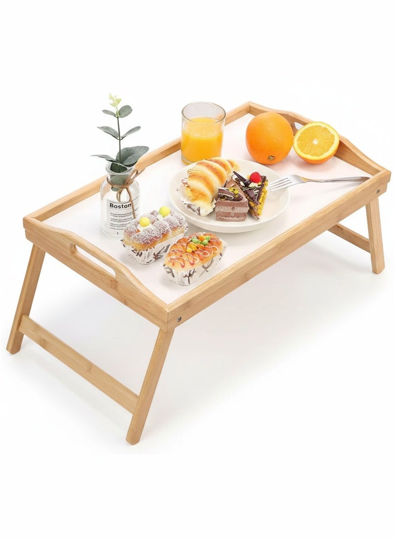 هابي هوم ترابيزة فطار أكريليك 2 في 1 قابلة للطي – سطح أكريليك مقاوم للخدوش مع إطار خشب بامبو متين، حجم 55×35 سم، مثالية للأكل، المذاكرة، العمل على الكمبيوتر المحمول، الدراسة، تناول الإفطار أو الشاي، سهلة التنظيف، خفيفة، ومناسبة للاستخدام اليومي في المنزل أو على الأريكة أو السرير - Image 1