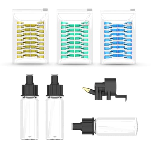 Actekart Airbrush Nozzles and Bottles Kit - 150pc Disposable Needles (0.2, 0.3, 0.5mm) with 3 Paint Bottles & 1 Spray Module | Compatible with TK-AB0077/TK-AB0078 No-Clean Airbrush - Image 1
