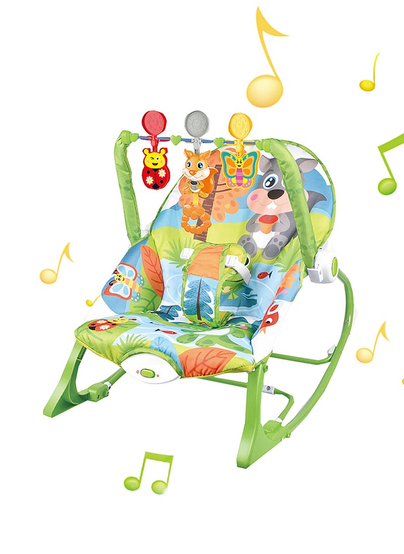 MaBaby - Multifunctional Baby Rockers Cartoon Newborn Rocking Chair With Music And Toy Can Sit And Lie Baby Bouncer - Image 1