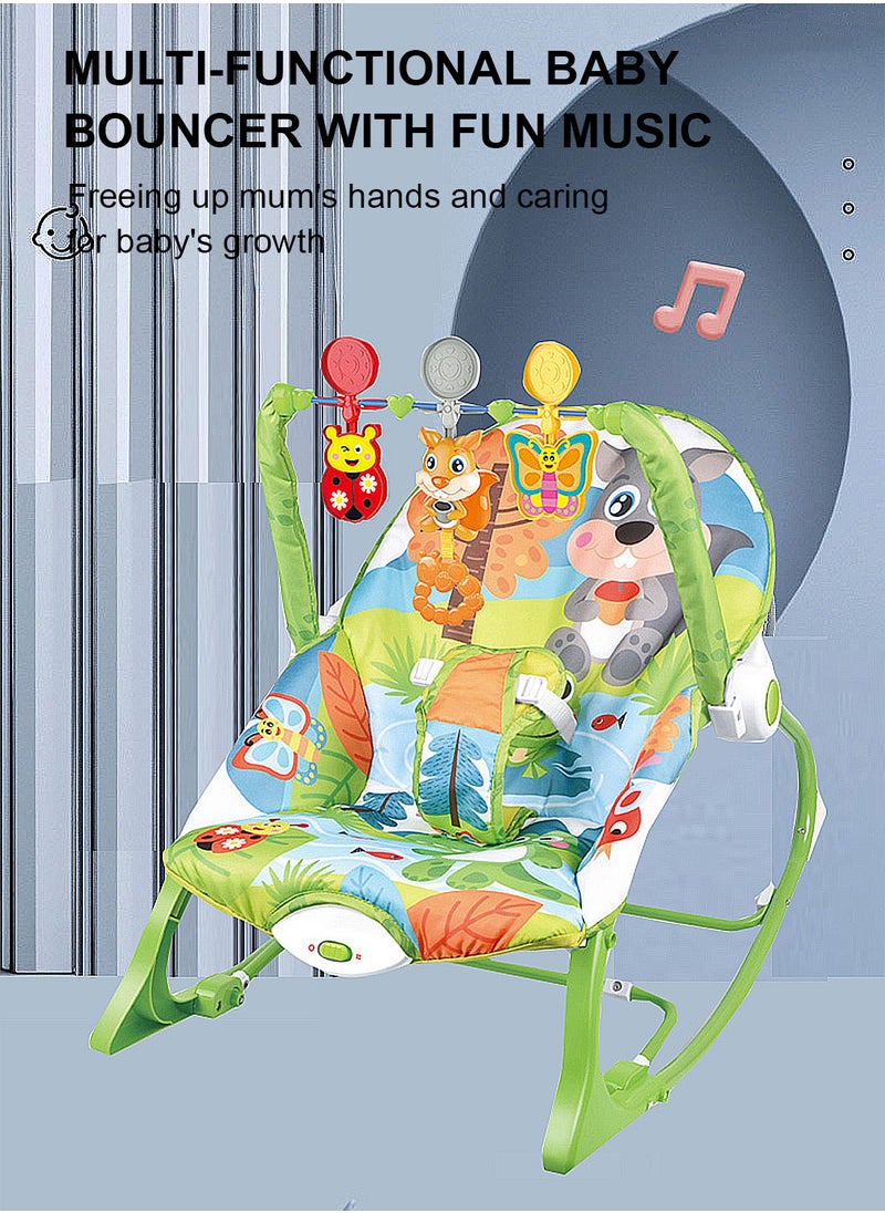 MaBaby - Multifunctional Baby Rockers Cartoon Newborn Rocking Chair With Music And Toy Can Sit And Lie Baby Bouncer - Image 1
