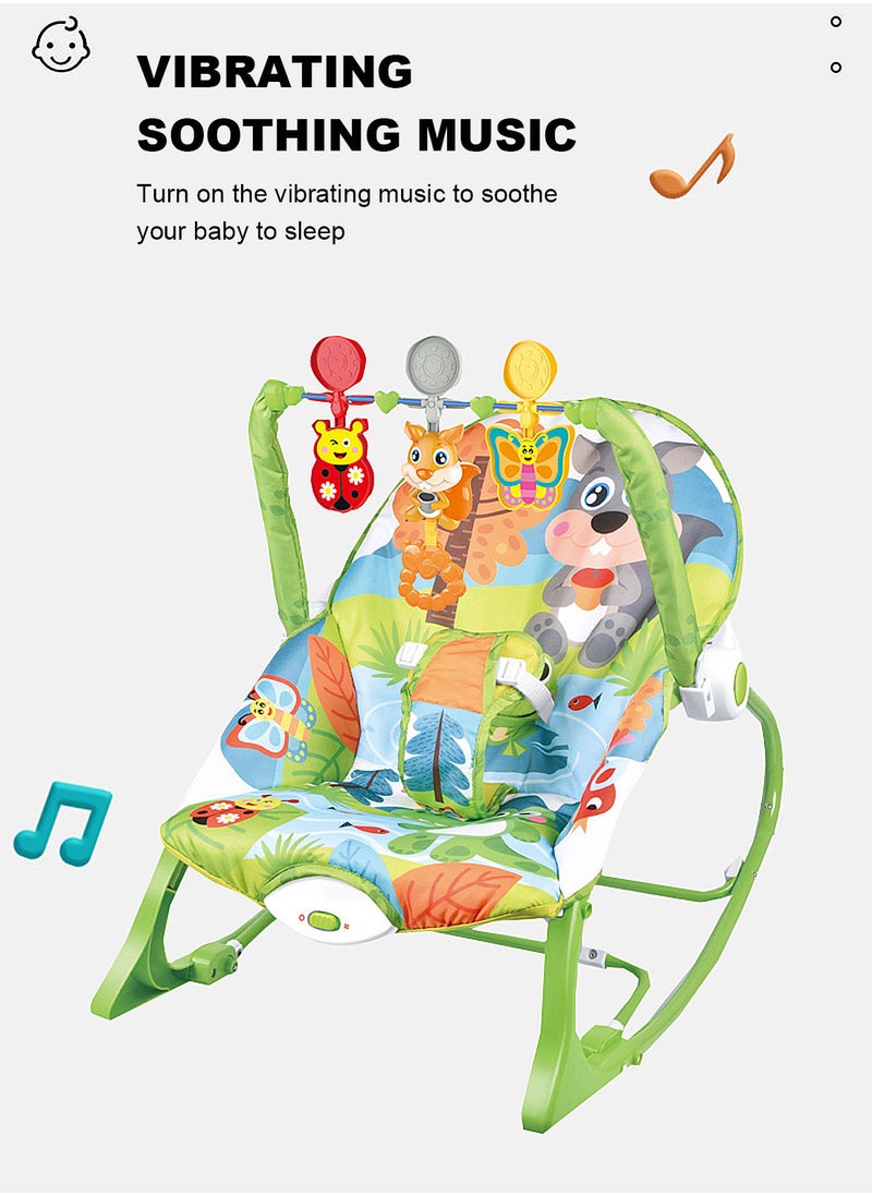 MaBaby - Multifunctional Baby Rockers Cartoon Newborn Rocking Chair With Music And Toy Can Sit And Lie Baby Bouncer - Image 1