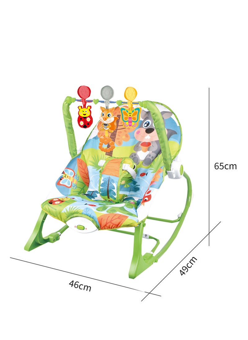 MaBaby - Multifunctional Baby Rockers Cartoon Newborn Rocking Chair With Music And Toy Can Sit And Lie Baby Bouncer - Image 1