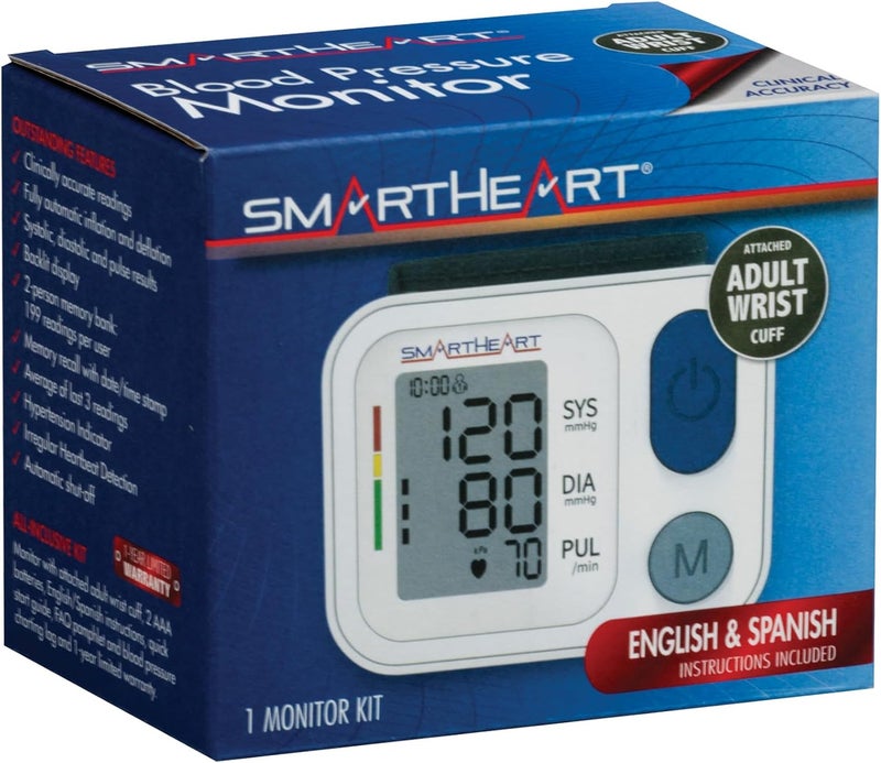 SmartHeart جهاز قياس ضغط الدم سمارت هارت  سوار للبالغين  ذاكرة لشخصين  398 قراءة إجمالية  سهل الاستخدام  تضخيم وتفريغ تلقائي - Image 5