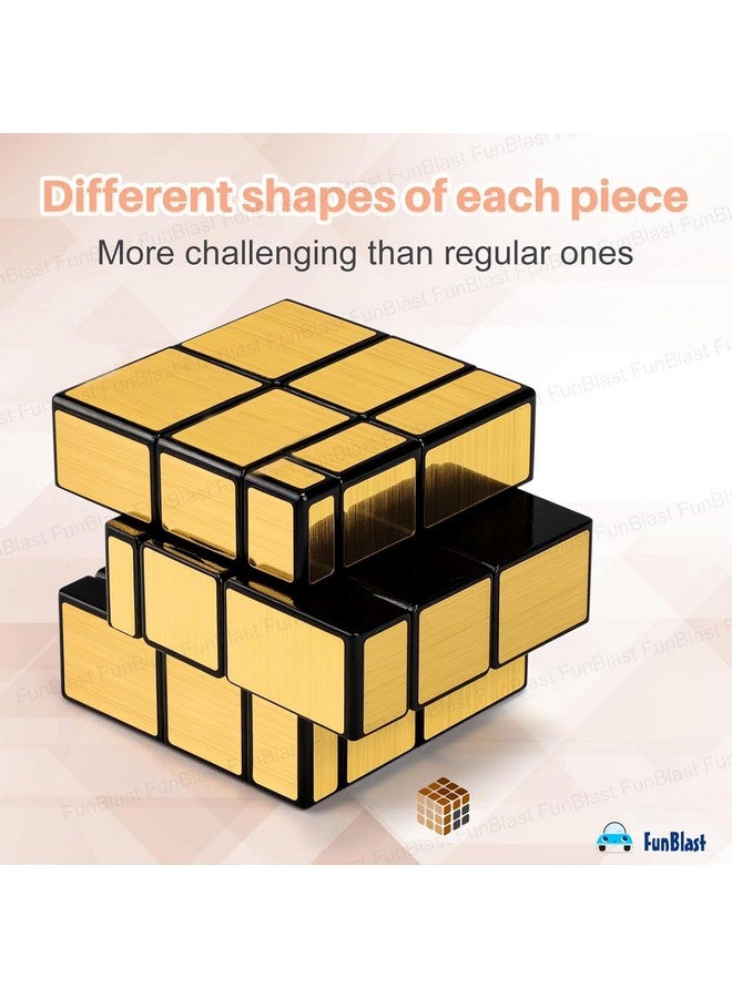 FunBlast Mirror Magic Cube Puzzle, 3x3 Mirror Magic Speed Cube Puzzle for Kids & Adults Magic Speedy Stress Buster Brainstorming Puzzle Cube, Brain Games for Kids (Gold) - Image 2