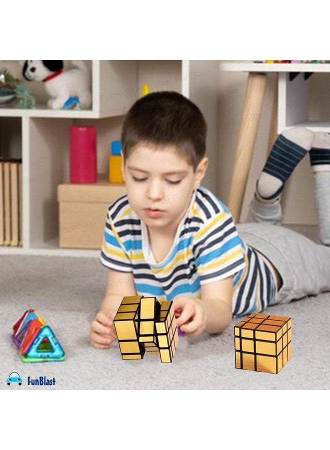 FunBlast Mirror Magic Cube Puzzle, 3x3 Mirror Magic Speed Cube Puzzle for Kids & Adults Magic Speedy Stress Buster Brainstorming Puzzle Cube, Brain Games for Kids (Gold) - Image 4