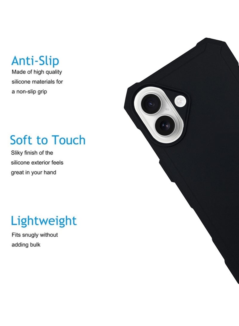 Waldic Apple iPhone 16 Premium UAG Case | Premium Silicone  Case Cover Designed for Apple iPhone 16 | Apple iPhone 16 Case Camera and Drop Protection Thin Protective Back Cover Case for Apple iPhone 16 - Black - Image 2