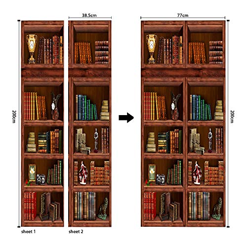 ColorSpring 3D Book Shelf Door Mural Wallpaper Stickers Self-Adhesive Decor Removable for Home Room Decoration (MT-262) - Image 2